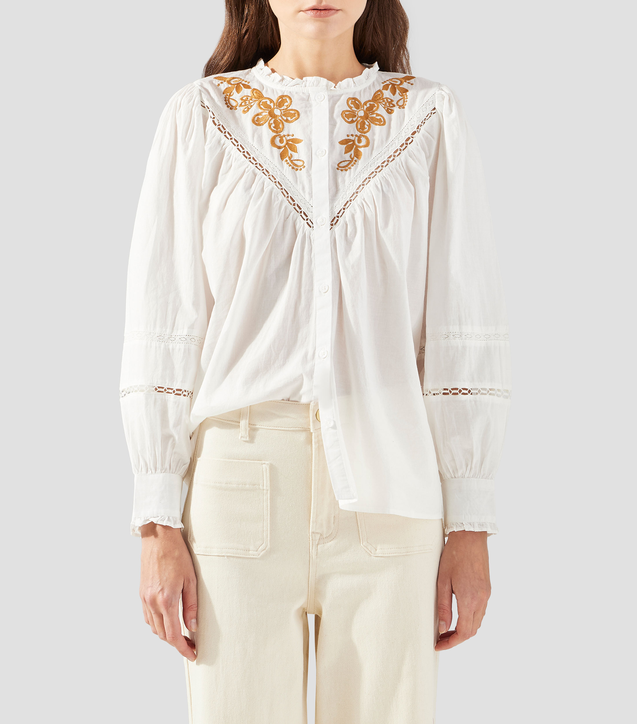 Camisa lisa manga larga Mujer